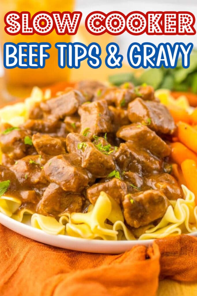 Slow Cooker Beef Tips and Gravy graphic