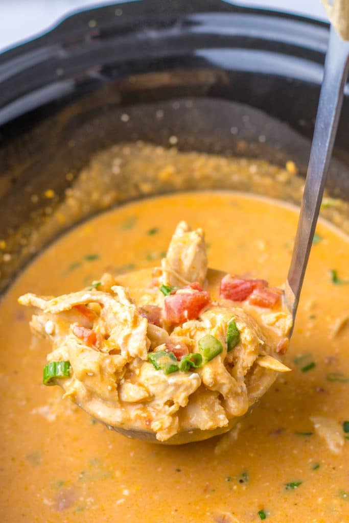 Slow Cooker Buffalo Chicken Chili in spoon