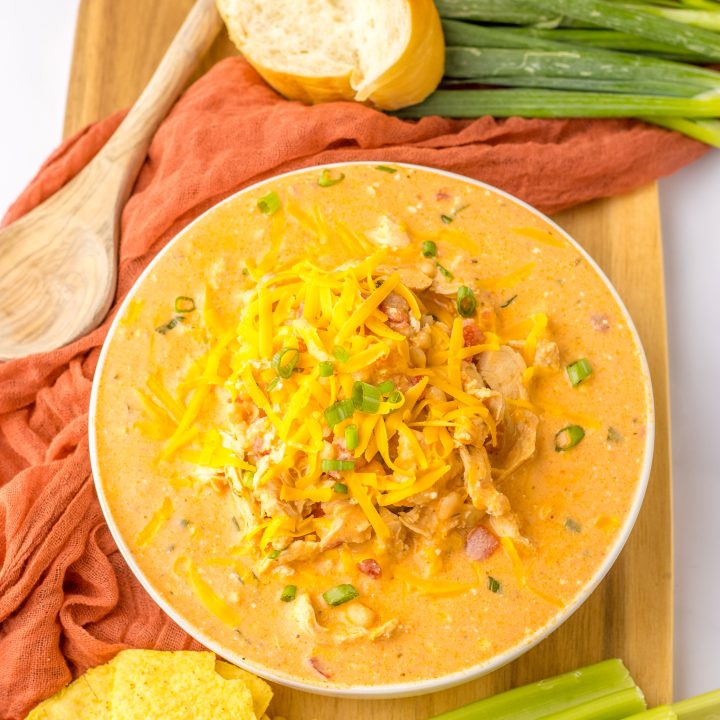 Slow Cooker Buffalo Chicken Chili plated