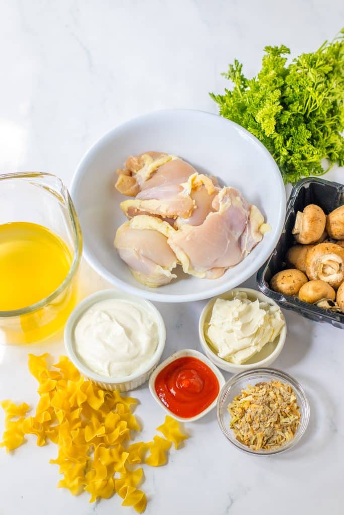 Slow Cooker Chicken Stroganoff ingredients