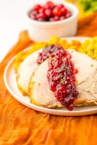 Slow Cooker Cranberry Turkey Roast plated