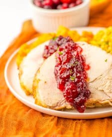 Slow Cooker Cranberry Turkey Roast plated