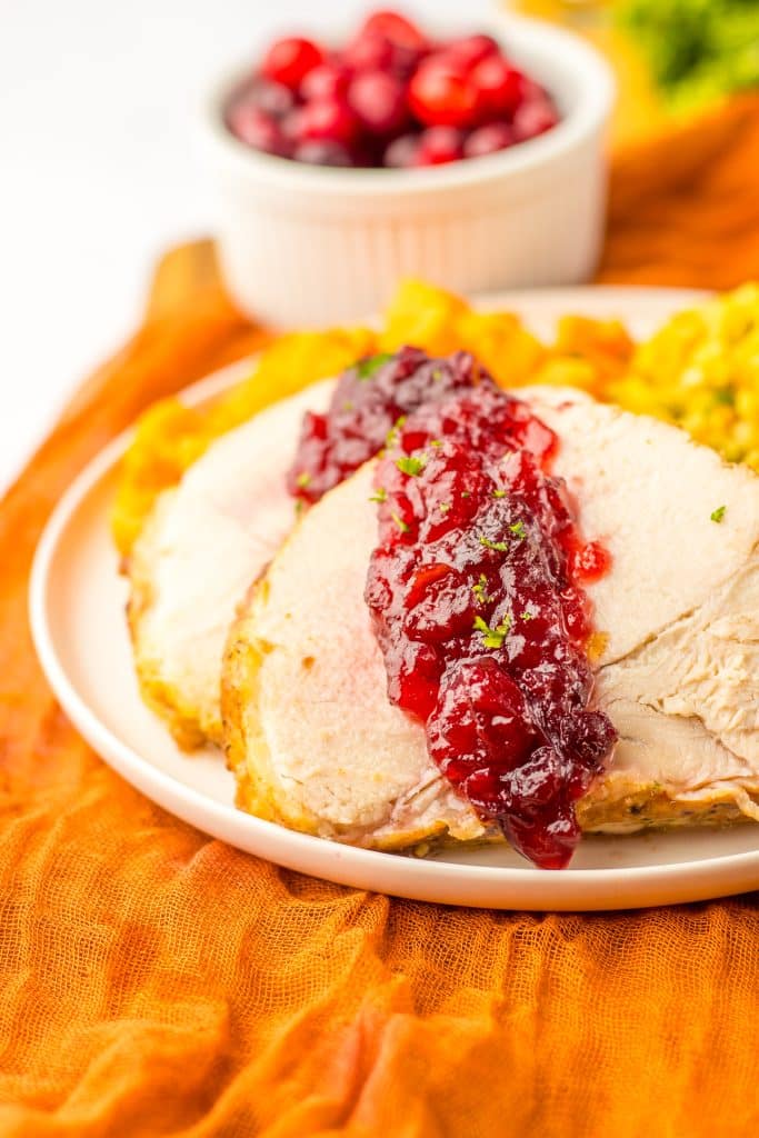 Slow Cooker Cranberry Turkey Roast plated