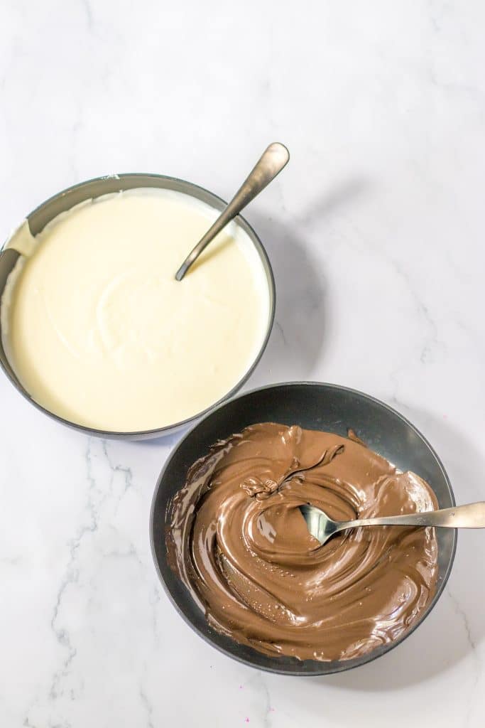 Spiderweb Pretzel Bark melted chocolate