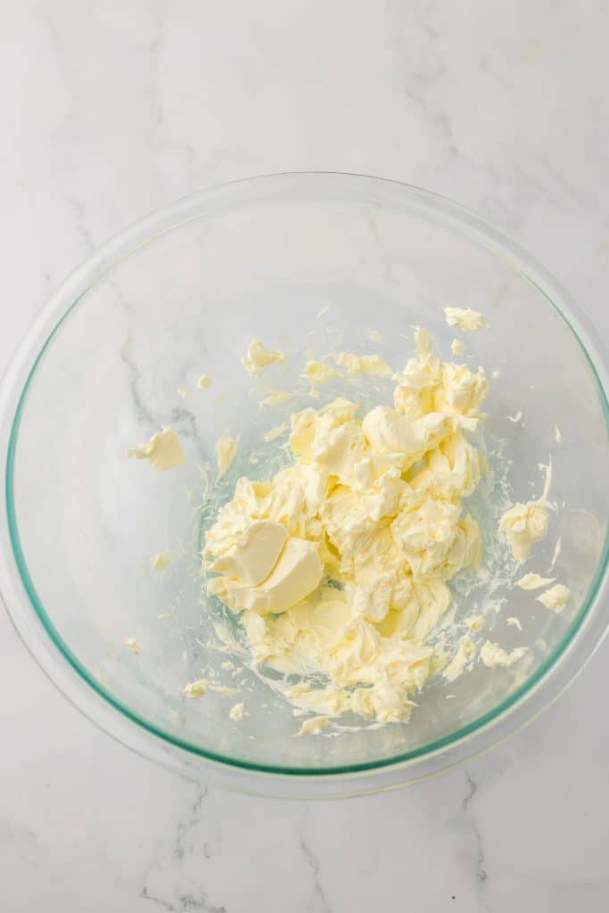 Christmas Cream Cheese Mints mixed in bowl