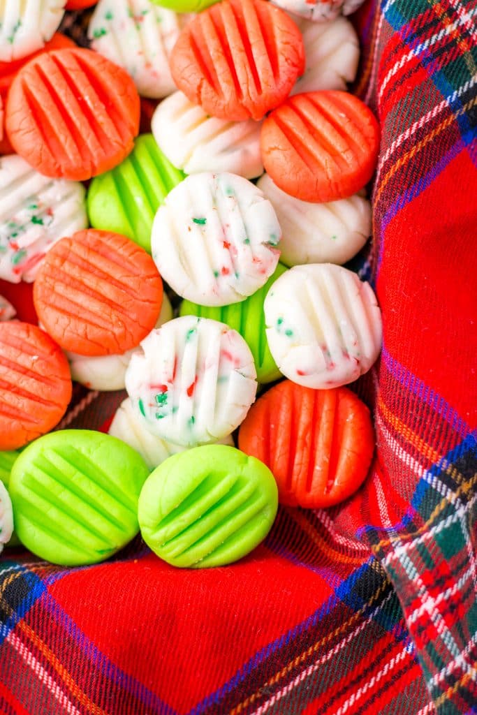 Christmas Cream Cheese Mints in tray