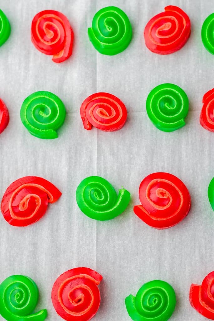 Christmas Jello Roll Ups sliced