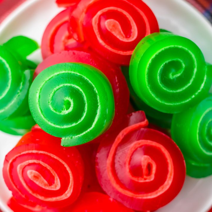 Christmas Jello Roll Ups plated