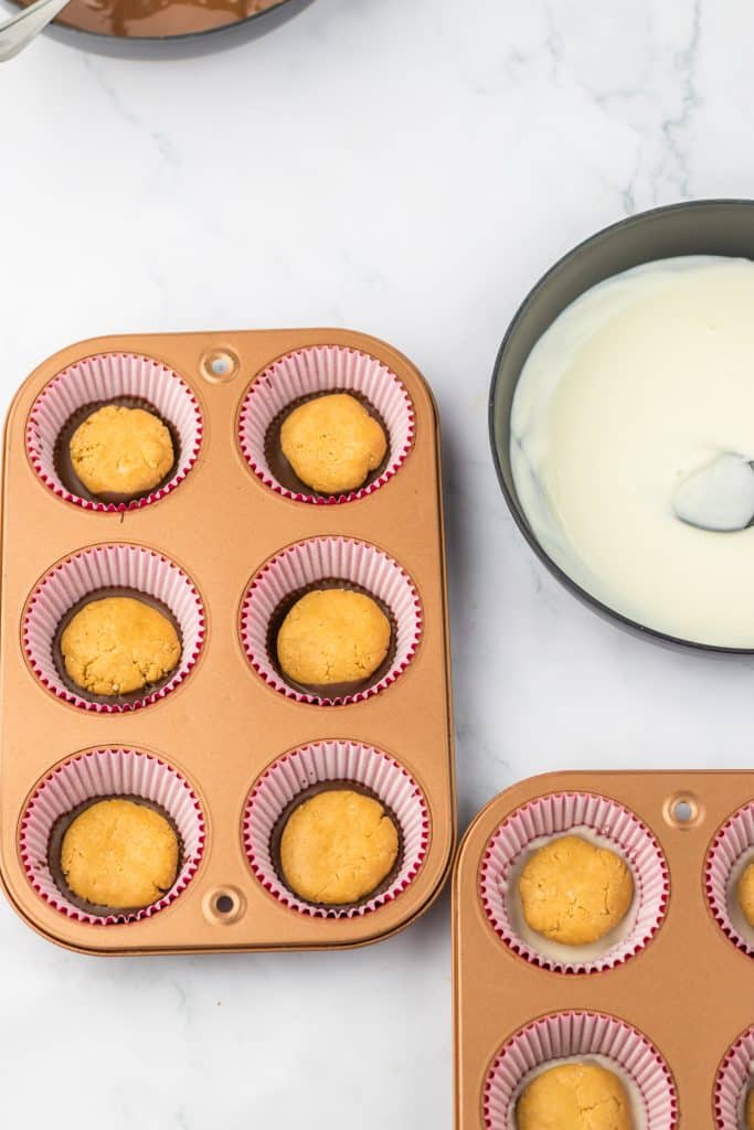 Christmas Peanut Butter Cups in pan
