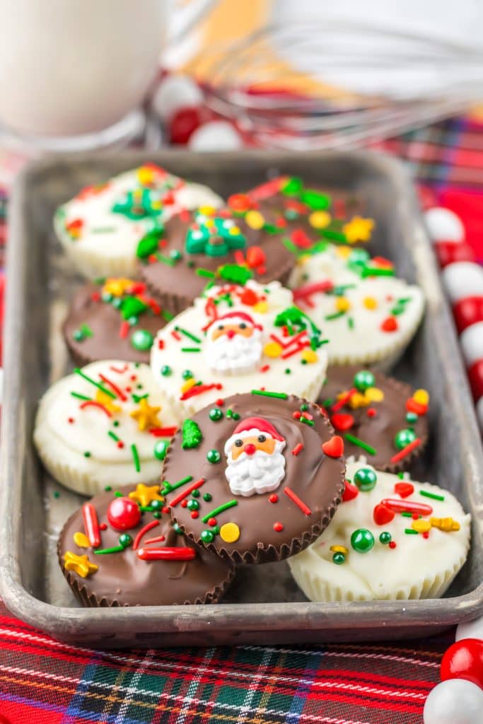 Christmas Peanut Butter Cups on tray