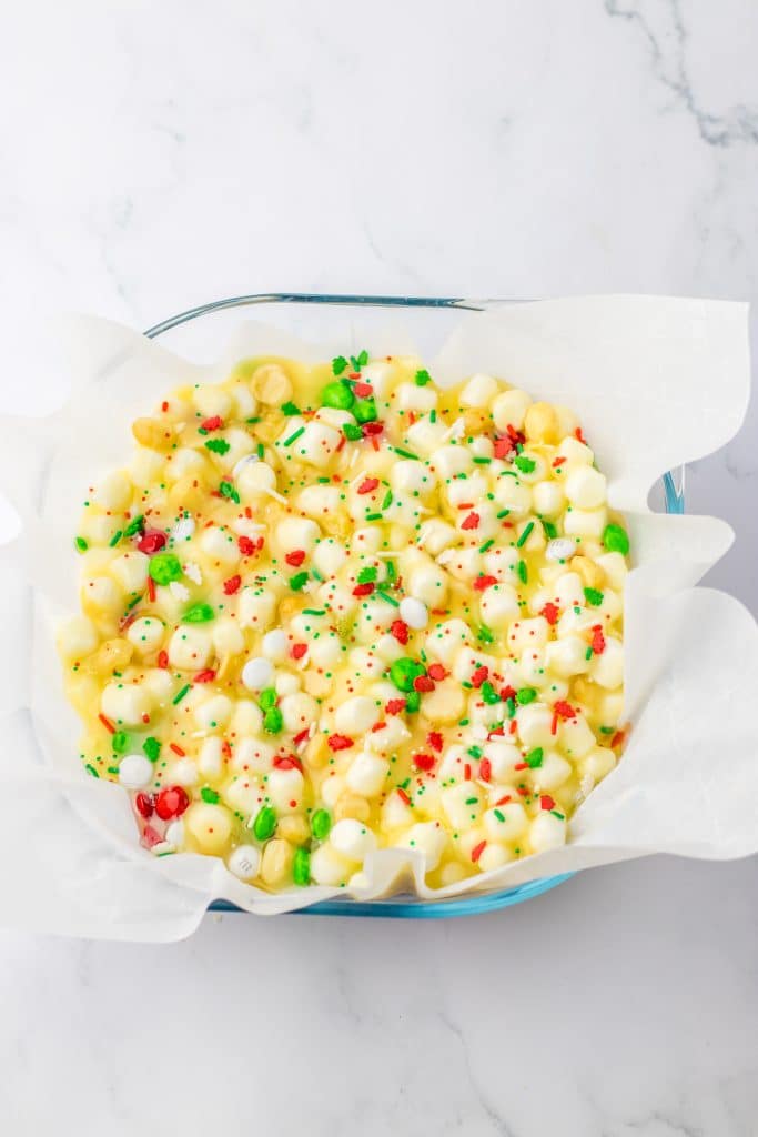 Christmas Rocky Road Candy in pan