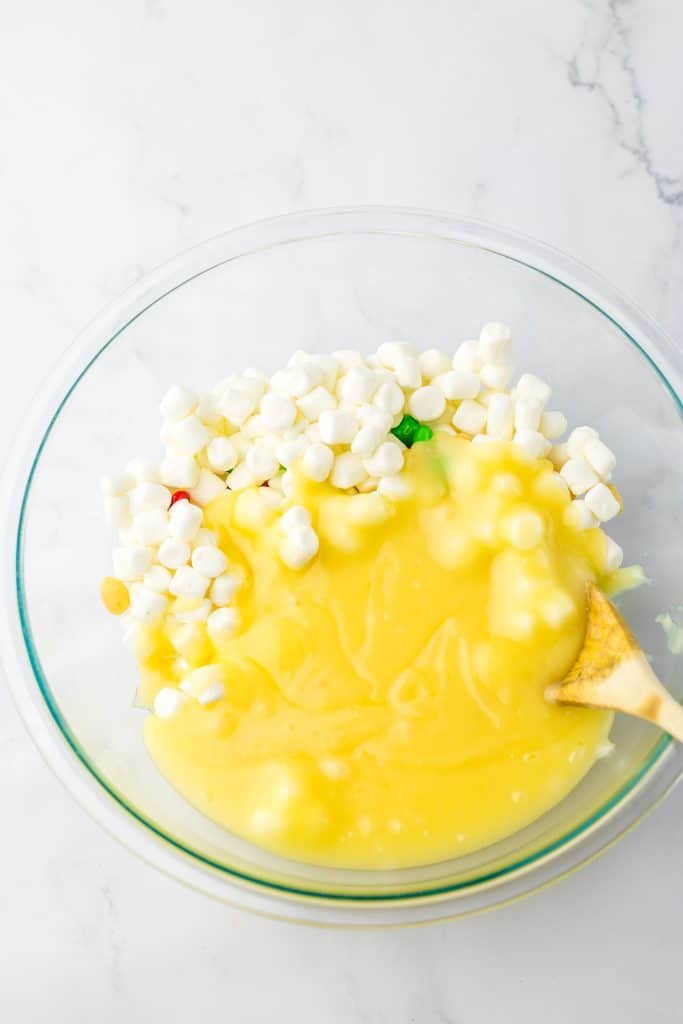 Christmas Rocky Road Candy ingredients in bowl