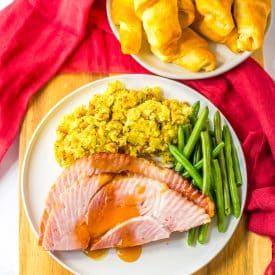 Old Fashion Holiday Glazed Ham plated