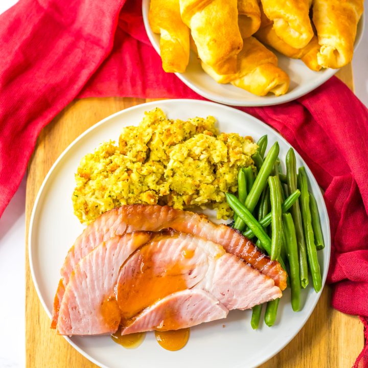 Old Fashion Holiday Glazed Ham plated