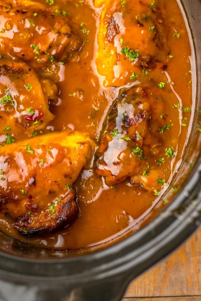 Slow Cooker Apricot Chicken in slow cooker