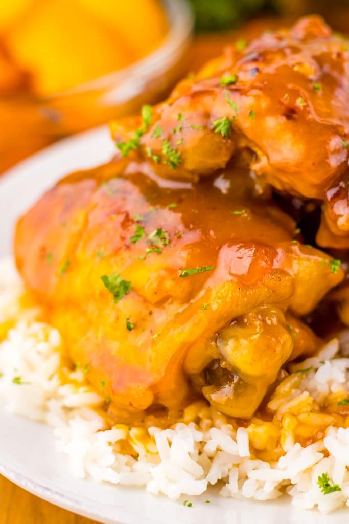 Slow Cooker Apricot Chicken plated