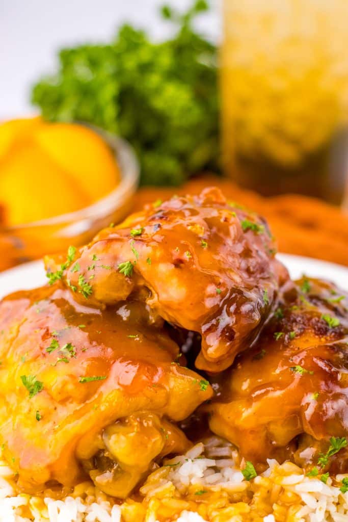 Slow Cooker Apricot Chicken plated