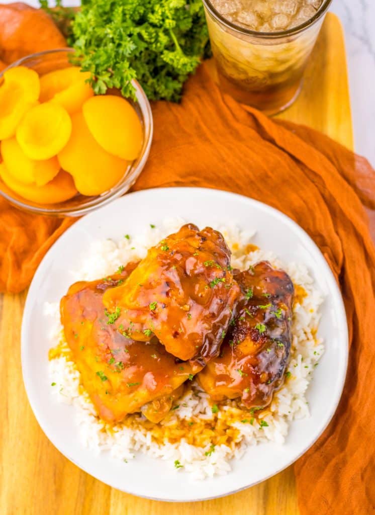 Slow Cooker Apricot Chicken plated