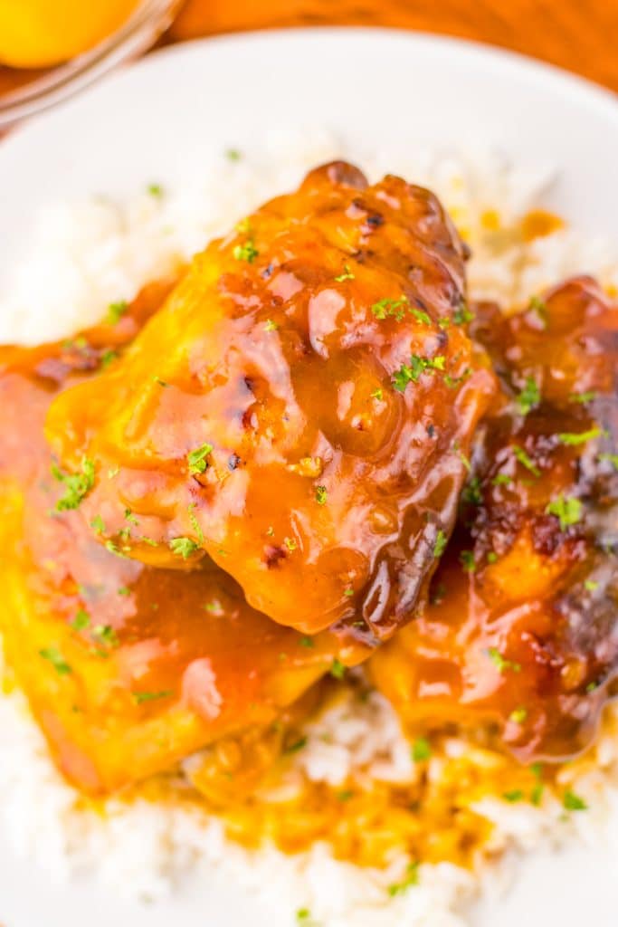 Slow Cooker Apricot Chicken plated