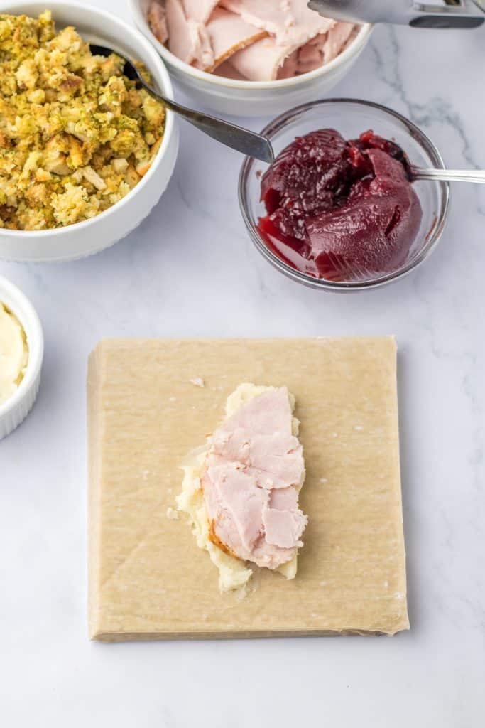 Thanksgiving Egg Rolls process