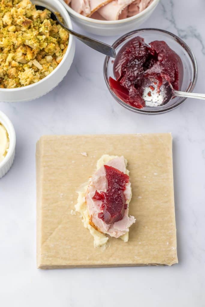 Thanksgiving Egg Rolls process