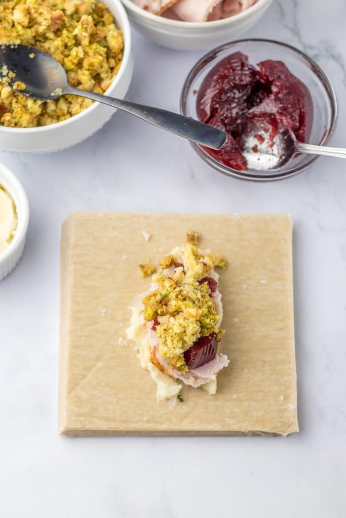 Thanksgiving Egg Rolls process