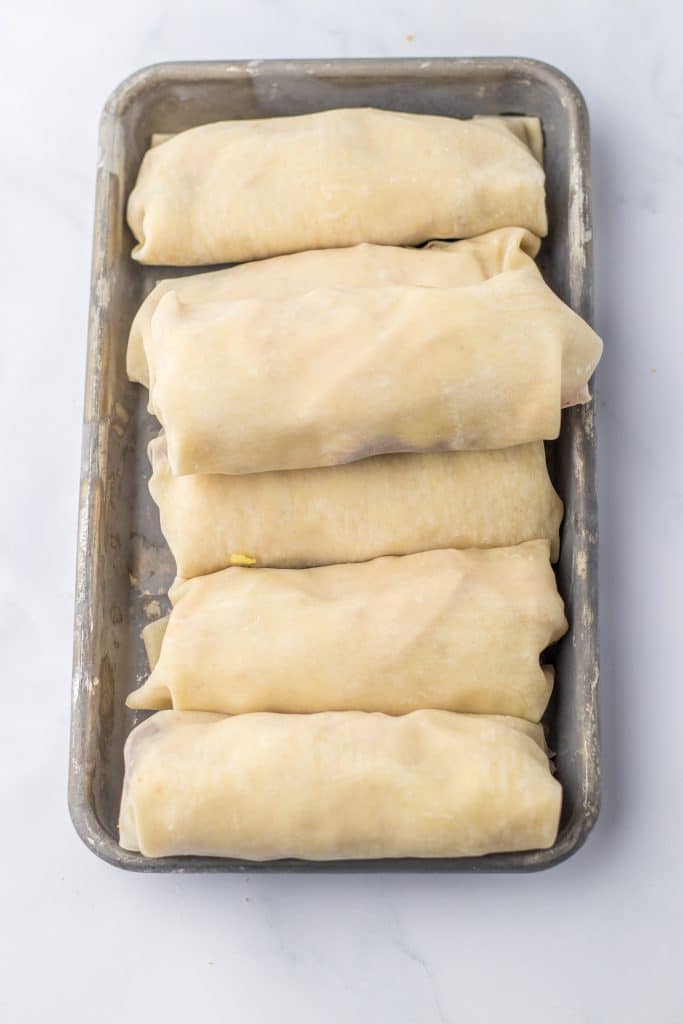 Thanksgiving Egg Rolls before being fried