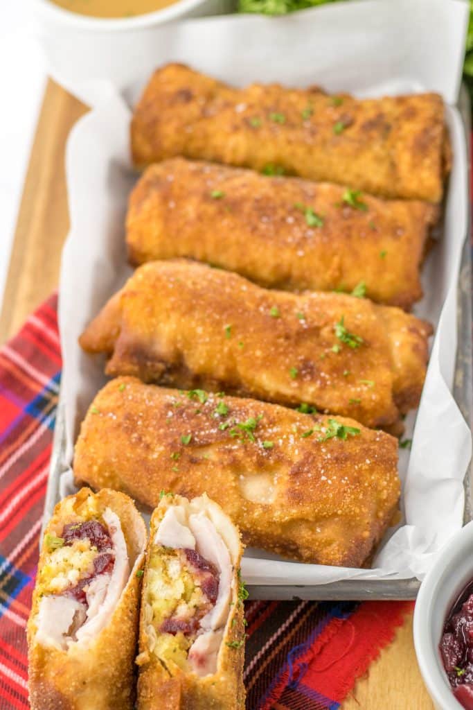 Thanksgiving Egg Rolls plated