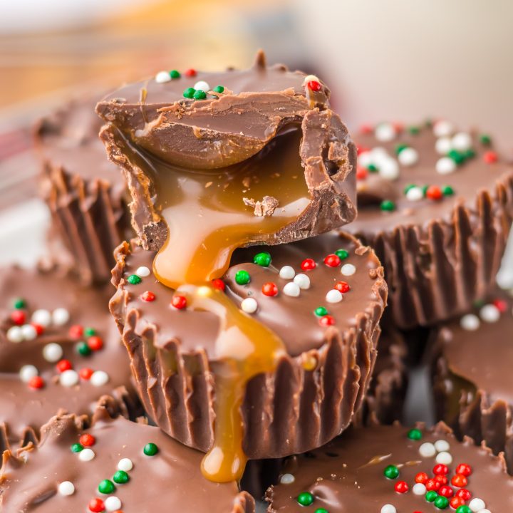 Christmas Caramel Cups close up