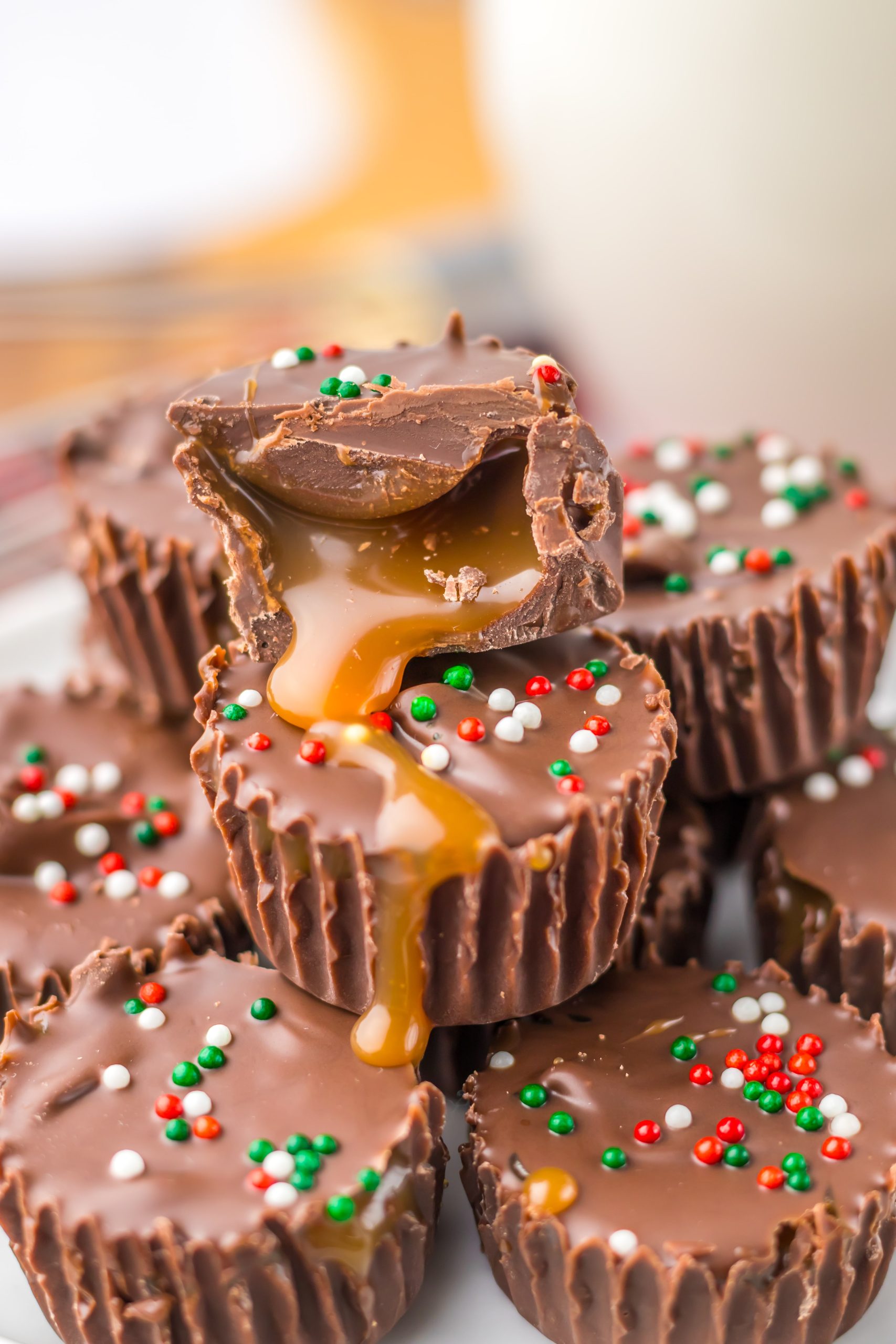 Christmas Caramel Cups close up