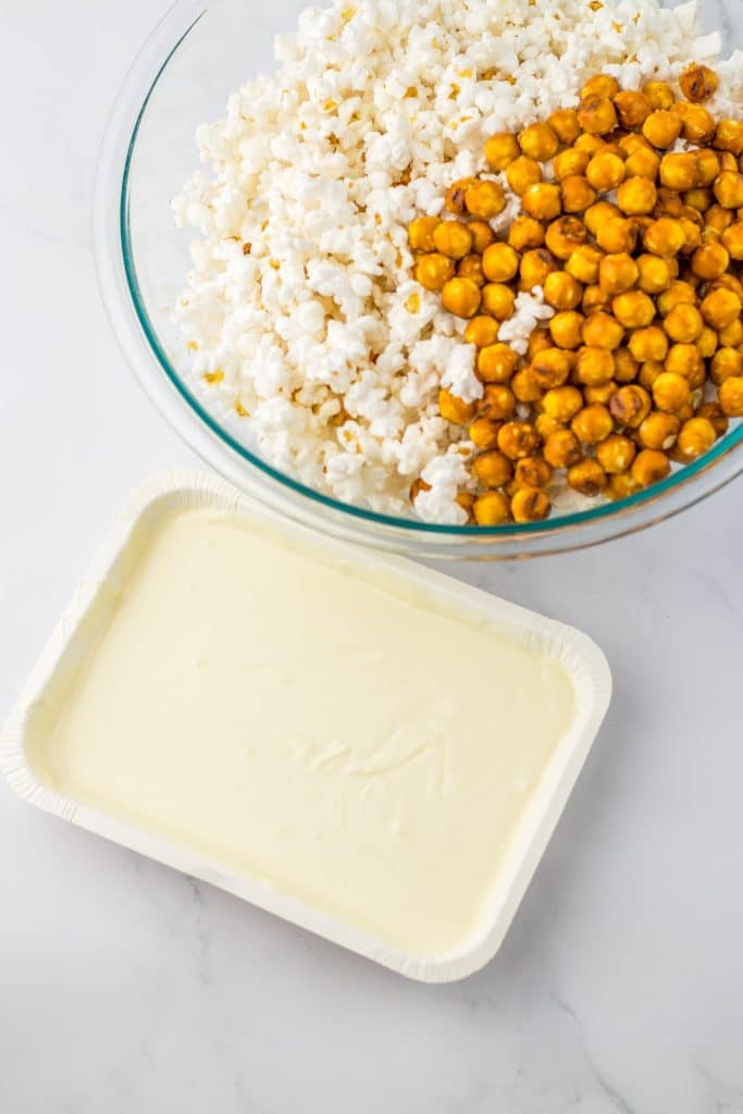 Christmas Popcorn melted chocolate