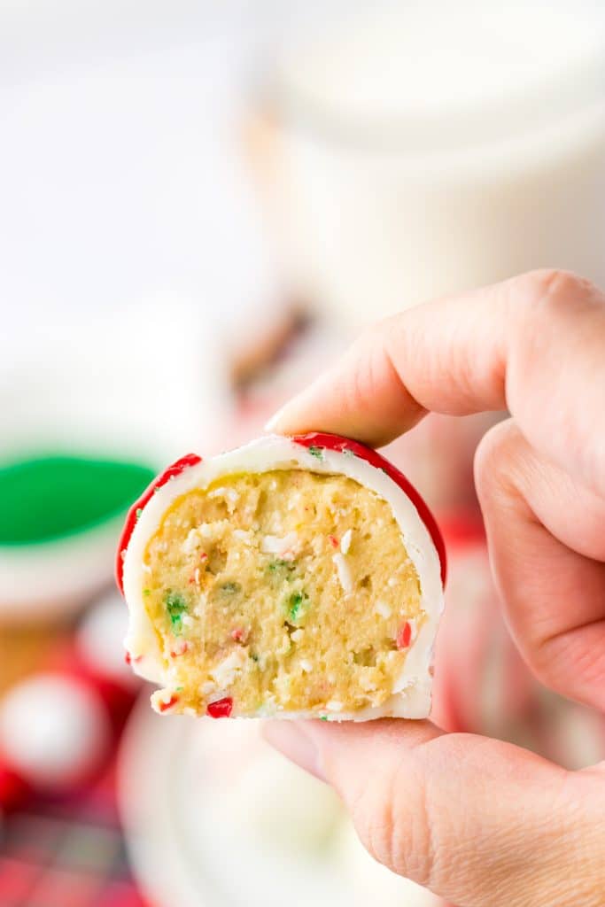 Christmas Tree Cake Balls bite shot