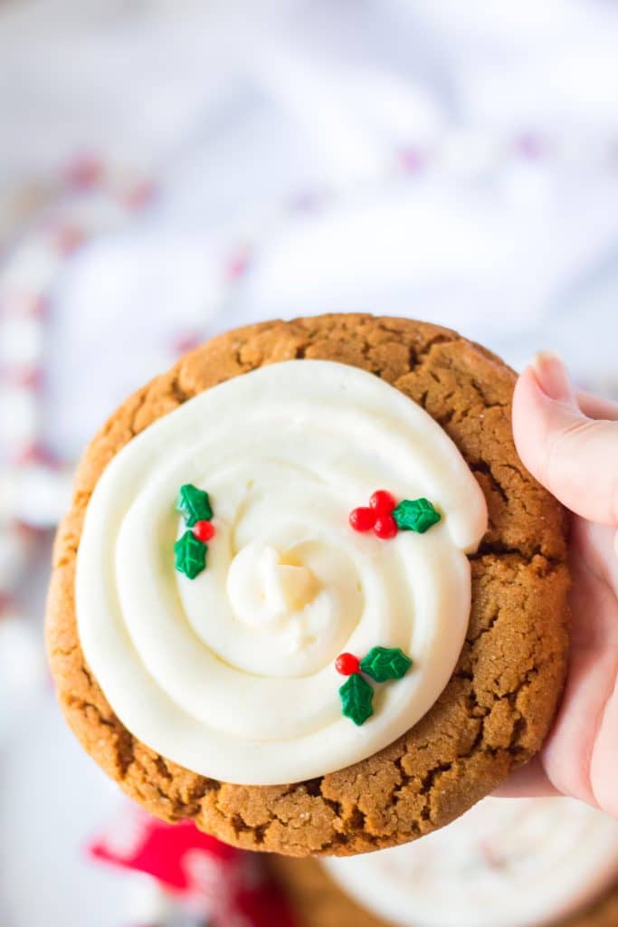 Frosted Gingerbread Cookies in hand