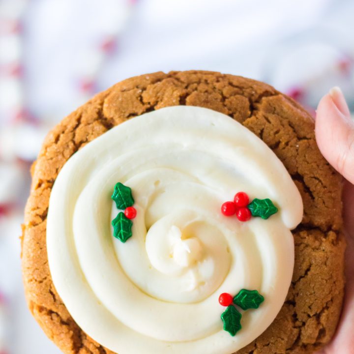 Frosted Gingerbread Cookies in hand