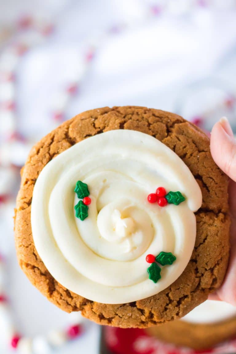 Frosted Gingerbread Cookies in hand