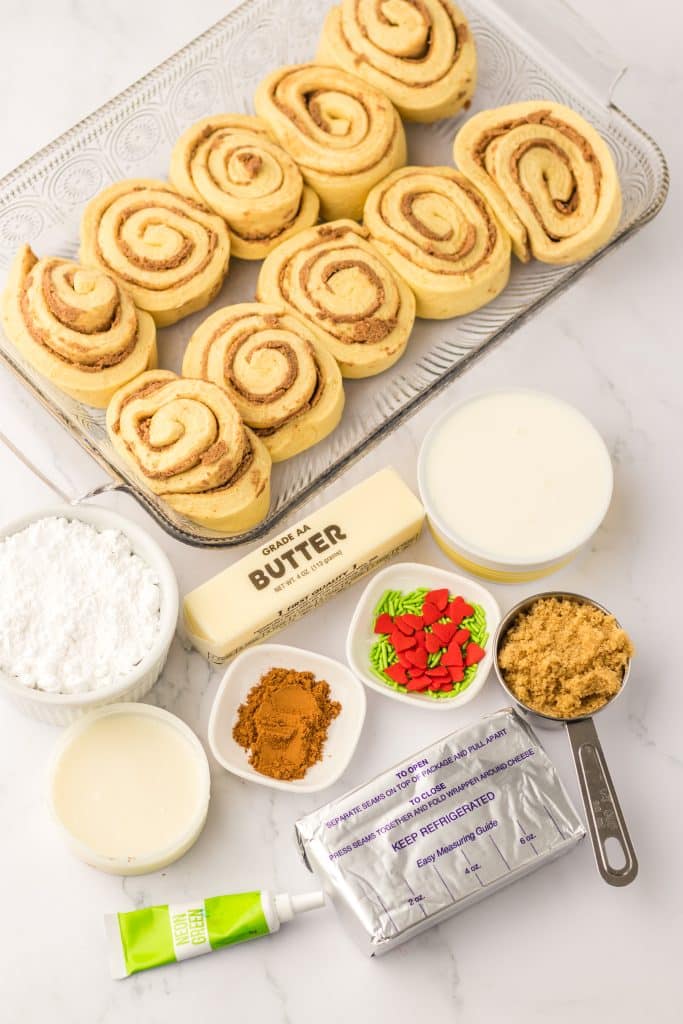 Grinch Cinnamon Rolls ingredients