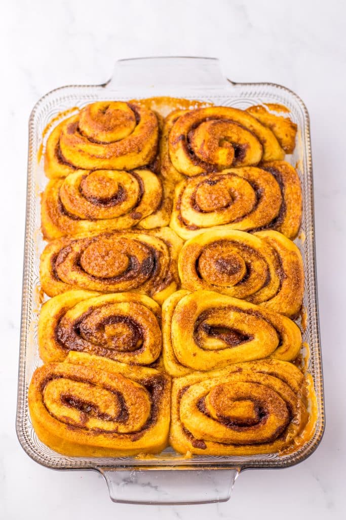 Grinch Cinnamon Rolls baked