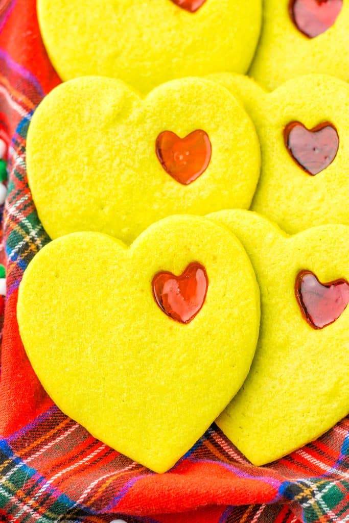 Grinch Stained Glass Cookies plated