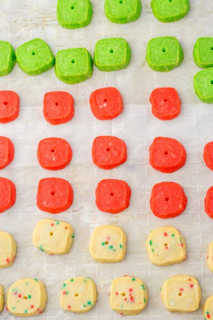 Mini Christmas Cookies on baking sheet