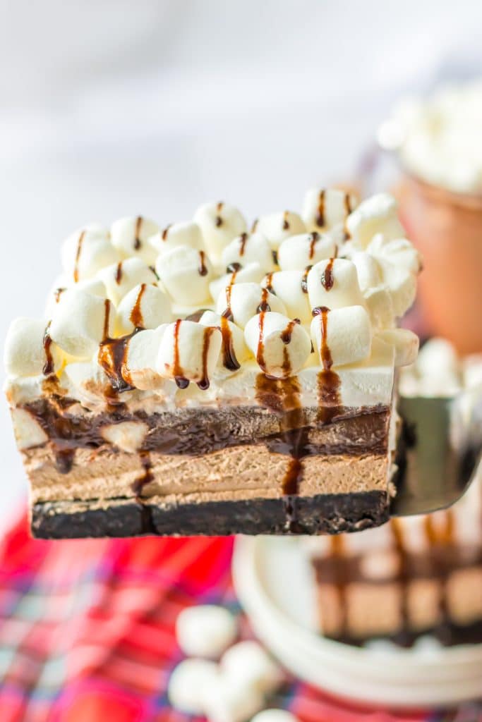 No Bake Hot Chocolate Lush on spatula