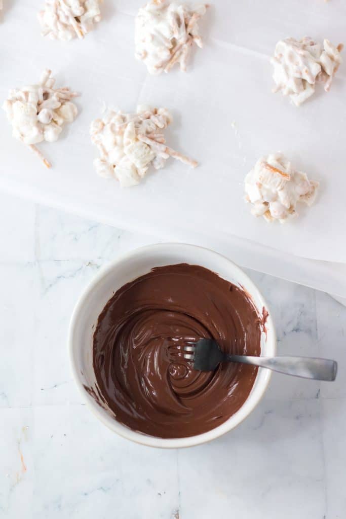 Peppermint Crockpot Candy chocolate drizzle