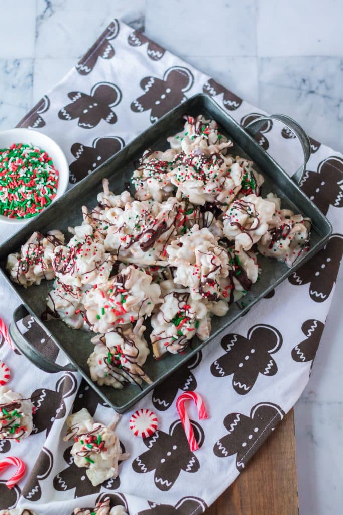 Peppermint Crockpot Candy on tray