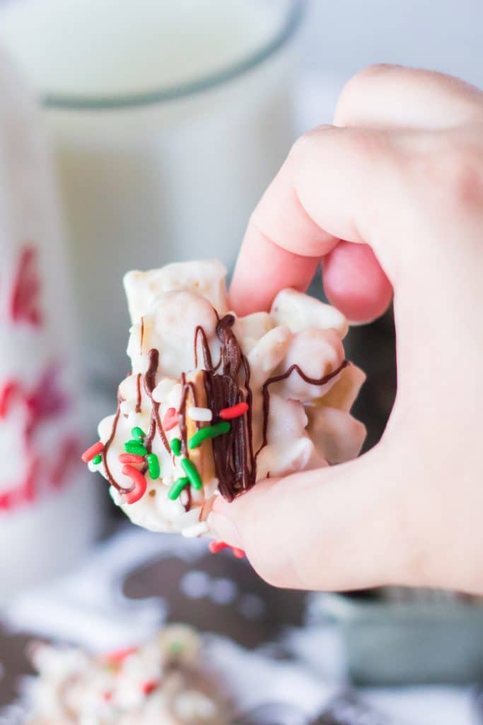 Peppermint Crockpot Candy in hand