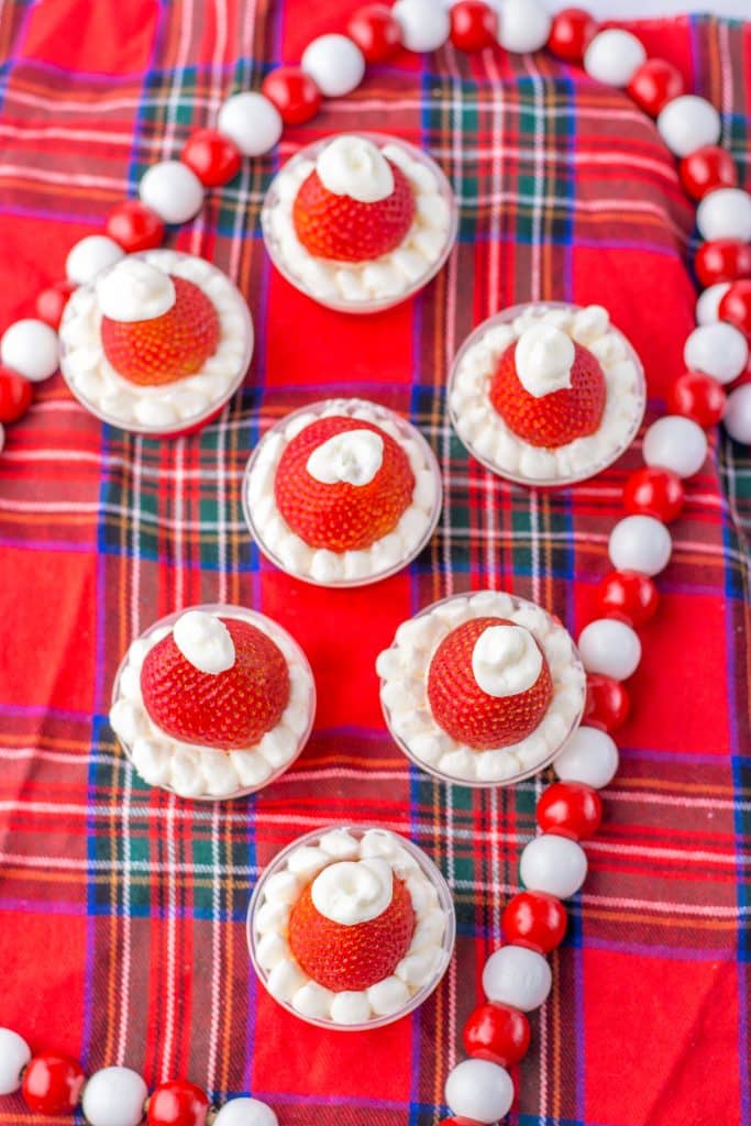 Santa Hat Jello Shots plated