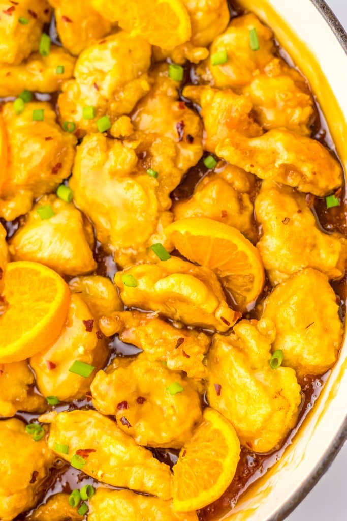 Best Ever Orange Chicken in pan