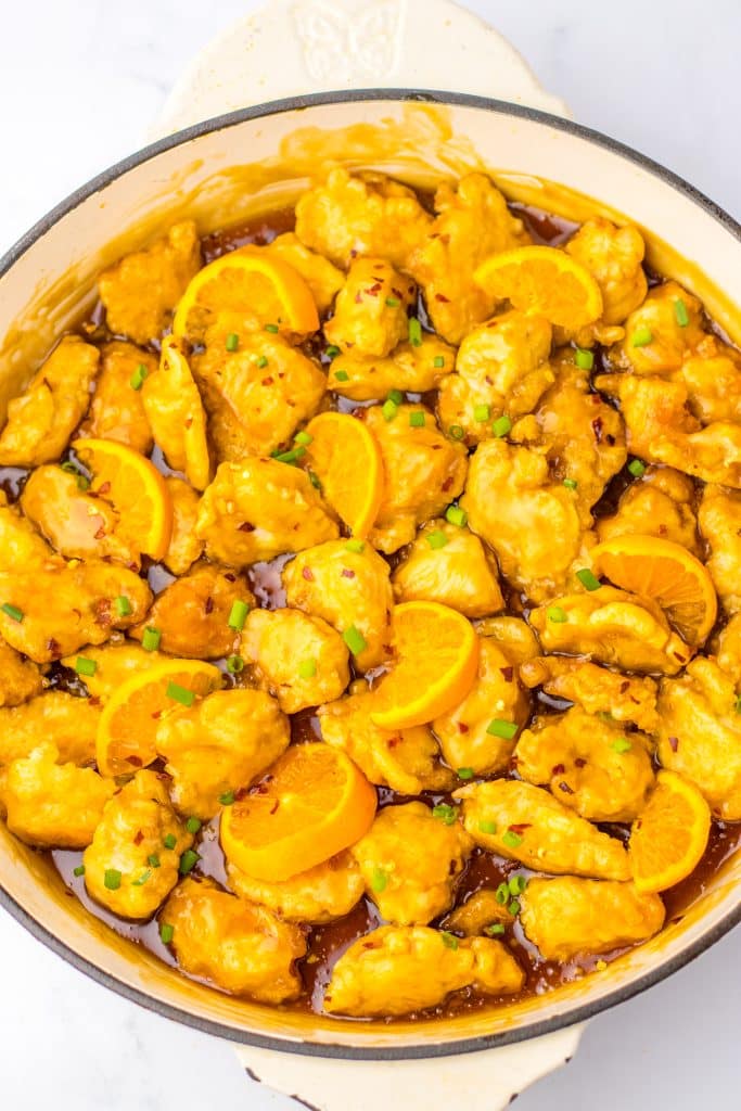 Best Ever Orange Chicken in pan