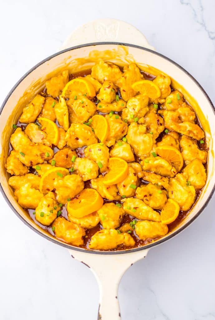Best Ever Orange Chicken in pan