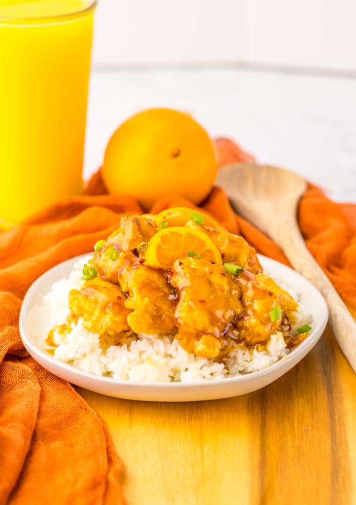 Best Ever Orange Chicken plated