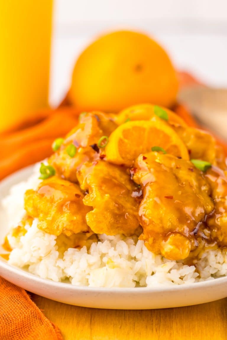Best Ever Orange Chicken plated