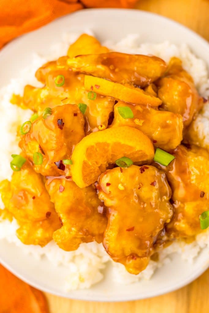 Best Ever Orange Chicken plated